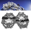 Miniatyrbillede 6 af 8: 1 par universelle 19 tænder Anti Slip Ice Cleat Sko Greb Spikes Klamper Crampons til Vandring Klatringgrå