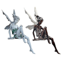 Miniatyrbillede 3 af 3: 1 stk Siddende Fe Have Statue, Sød Harpiks Siddende Fe Have Ornament, til Have Dekoration, 5*15cm