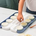 Miniatyrbillede 5 af 8: Kompakt PP-dejskærer til dumplings, der sparer plads, ergonomisk håndtag, manuel dejskærer til dumplings til køkkenet, blå