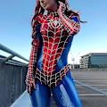 Miniatyrbilde 2 av 3: Spiderman Halloween Cosplay Kostyme for Kvinner - Stretchy Catsuit Jumpsuit for Superhelt Fest XL