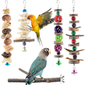 Pikkukuva 1 / 4: Luonnonpuusta valmistetut linnun pureskelulelut 5 kpl, papukaija riippuva häkin pöytä pienille linnuille, conure, cockatiel, rakkolintu, budgie