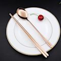 Miniatyrbild 6 av 8: 304 ätpinnar i rostfritt stål med sked i koreansk stil Julklapp (rosafärg)