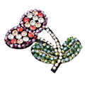 Miniatyrbillede 2 af 8: 2 stk. broderede patches krystalglas diamant sy på perleapplikationer Tøjtaske dekoration Kirsebær