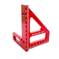 Miniatyrbilde 1 av 5: Sadelformet vinkelmåler i aluminiumslegering, 45/90 graders vinkel T-linjal 3D gjæringsvinkel trebearbeidingsmåleverktøy for snekkere (rød)