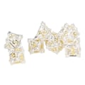 Miniatyrbillede 3 af 8: 7 stk. Metal terning sæt hult polyhedral terning robust multifunktionel til brætspil rollespil hvid guld