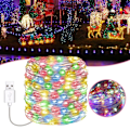 Miniatyrbild 1 av 8: LED-ljusslinga med USB-strömförsörjning, koppartrådsljusslinga, vattentät, färgglad omgivningsbelysning för sovrums- och matrumsdekor