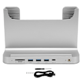 Miniatyrbillede 1 af 8: Vertikal PC-stativ 8 i 1 dockingstation Stabil signaltransmission Mini PC-stativ til OS X Office-grænsefladeudvidelse Sølvfarve