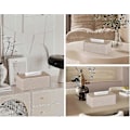 Miniatyrbild 3 av 5: Servettbox, Rektangulär, PU Läder Ansiktsservetter, Dispenser Box Hållare för Sminkbord Badrumsinredning (Beige)_SZXM