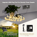 Pikkukuva 2 / 4: 50 LED-kristallipallon aurinkolamppua USB liittimellä - vedenpitävä IP65, 2 tilaa sisä- ja ulkosisustukseen, koti/puutarha/juhla