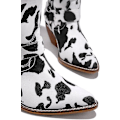 Miniatyrbillede 2 af 4: Ko Print Chunky Heel Mid Calf Cowgirl Støvler42 sort