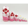 Miniatyrbild 2 av 5: 7-lagers blond flicka Trä Matryoshka Nesting Doll Toy Set för småbarn - Rosa Babushka Dolls Present för barn
