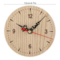 Miniatyrbillede 7 af 8: Vintage rundt træbord Skrivebord væg analog ur til stue soveværelse kontor (12cm)