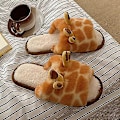 Miniatyrbild 2 av 4: Cartoon Giraffe Bomullstofflor för Kvinnor - Vinter Inomhus Utomhus (Storlek 38-39)