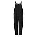 Miniatyrbillede 3 af 4: Casual sorte bomuldslinned dame overalls med seler 3XL
