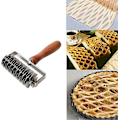 Miniatyrbilde 4 av 5: 2025 Egnet deigrulle i rustfritt stål med gittertopp for kjeks, pai, pizza, brød og bakverk, trehåndtak