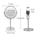 Miniatyrbillede 3 af 5: 10X Forstørrelses Makeup Spejl Med Lys LED Kosmetiske Spejle Rund Form Bordplade Vanity Spejl Dobbeltsidet Baggrundsbelyste Spejle Sølv