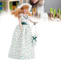 Pikkukuva 7 / 8: 1:12 Miniatyyri posliininen nukke vihreä mekko naiset nainen nukke elegantti nukkekoti lisävaruste