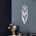 Miniatyrbillede 6 af 8: Drømmefanger Hul Hjerteform Håndstrikning Vægophæng Macrame Drømmefanger med Lys til Hjem Væg Vindue Bil