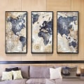 Miniatyrbilde 3 av 4: Nautical World Map Canvas Print Triptych - 90x60 cm - Wind Rose Art - Veggdekorasjon