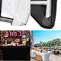 Miniatyrbild 5 av 5: Stretchbar 6ft duk för rektangulära bord - Öppen baksida, monterad spandex uteplatsöverdrag - Perfekt för bröllop, fester, kök och skönhetsevenemang