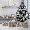 Miniatyrbilde 3 av 5: Plast Glitter Snøfnugg Ornamenter for Juletre Nyttårsfest Dekorasjoner, 10 cm, 24 Stykker (blå)