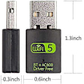 Miniatyrbilde 5 av 5: WiFi Dongle, USB WiFi Bluetooth Adapter 600Mbps Dual Band 2.4/5GHz Mini Trådløs Nettverksadapter WiFi Mottaker for PC/Laptop Stasjonær Win10/8/8.1/7