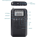 Miniatyrbilde 4 av 5: Bærbar Radio Mini Radio Lommeformat FM/AM Digital DSP Personlig Radio med Høyttaler Vekkerklokke & Timer, Håndholdt Radio med Øretelefoner, Støtter Repla