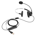 Miniatyrbillede 2 af 8: Enkel øre headset behagelig let støjreducerende kablet computer headset med mikrofon til call center kontor USB-port