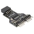 Miniatyrbillede 8 af 8: 9 Pin USB Splitter 9 Pin til Dual 9 Pin In Line USB2.0 stik hun 1 til 2 han 0,3 meter forlængerkabel USB header Hub