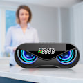 Miniatyrbillede 5 af 8: ABS Multifunktionsvækkeur Bluetooth-højttaler Stemmeprompt Opkaldsfunktion Uafhængig membran Blinkende farverigt lys HøjttalerboksSort