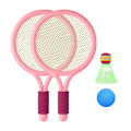 Pikkukuva 1 / 8: Lasten sulkapallomailasetti parantaa koordinaatiota Tennissismailat ulkopeleihin takapihalle Pinkki