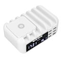 Miniatyrbillede 5 af 8: Multifunktionel 5-ports oplader trådløs USB hurtigoplader desktop digitalt ur mobiltelefon oplader 110‑240VUK stik