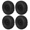 Pikkukuva 1 / 8: 4 kpl 1/10 RC Crawler 1,9 tuuman alumiinivanteet ja 115 mm kumirenkaat D90/F350/SCX10 musta