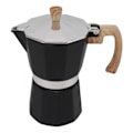 Pikkukuva 2 / 8: Moka-kahvinkeitin, alumiiniseos, nopea lämmitys, mukava kahva, kahdeksankulmainen, 150 ml, musta, sopii kaasu- ja sähköliedelle