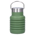 Miniatyrbild 1 av 8: 500 ml hopfällbar silikonvattenflaska drickskopp med rostfritt stållock för utomhusaktiviteter Vert militaire