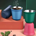 Miniatyrbillede 4 af 5: 80 ml dobbeltvægget espressokop i rustfrit stål, isolering, D