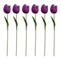 Miniatyrbillede 1 af 3: 6 stk. Kunstige Tulipaner Blomster Realistiske Smukke Blomsterarrangementer Simulation Tulipaner til Hjem Bryllup Mørk lilla