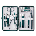 Miniatyrbild 2 av 5: Professionellt Manikyrset för Män och Kvinnor med 7-18 Delar Nagelklippare i Rostfritt Stål Nagelverktyg med Resefodral i Läder Grön 7 st set