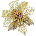 Miniatyrbillede 2 af 3: 6 stk. Glitter Kunstige Bryllups Juleblomster Glitter Juletræspynt (Guld)