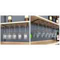 Miniatyrbillede 8 af 8: Vinstangsholder Sort 4 Slot Jern Wire Samlet Design Korrosionsbestandig Nem Rengøring Glasopbevaring Hanger til Bar