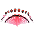 Miniatyrbilde 1 av 3: 36 stk Fasjonable Akryl Båre Øreplugg Taper Expander O Ring Kit Transparent Rosa