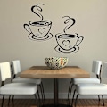Miniatyrbild 1 av 4: Kaffekoppar väggdekal, Väggsticker, modern väggdekoration för vardagsrum, sovrum, kök, kontor