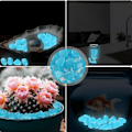 Miniatyrbillede 5 af 5: 100 Stk. Selvlysende Sten Blå Selvlysende Sten Dekorativ Belægning Fluorescerende Sten til Udendørs Have Akvarium Gangstier Poolsti Græsplæne Gårdhave