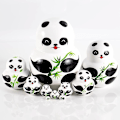 Miniatyrbillede 4 af 5: Russisk Matryoshka Nesting Dolls Set - Håndlavet 10-delt pandaserie i malet træ - Traditionelle russiske dukker til gaver og legetøj