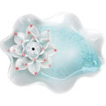 Miniatyrbillede 1 af 5: Keramisk Lotus-røgelsesholder med blomsterformet revnet design - lyseblå