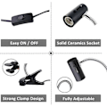 Miniatyrbillede 2 af 5: E27 med klemme og 1,8 m kabel til reptillampe, maks. 150W, fleksibel sort E27 terrariumfatning til skildpadde, clip-on varmelampe til kyllingehvalp (hvid