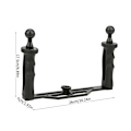 Miniatyrbillede 8 af 8: Aluminiumslegering Dobbelt håndholdt håndgreb Dykkerlommelygtebeslag Undervandssportskameraholder Stabilisator