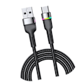 Miniatyrbilde 2 av 8: Hurtiglading Kabel Aluminiumlegering USB C Ladning Datakabel Til Telefon 3A Fargerikt Lys Svart