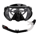 Miniatyrbilde 4 av 8: Justerbart snorklesett for voksne, snorkelbrille og pustetube, snorkleutstyr for voksne til svømmetrening, svart