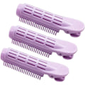 Miniatyrbillede 1 af 5: 3 STK sømløs fluffy hårklemme (lilla), selvbetjent rod krøllet hårklemme, selvholdende roller wave klip Salon stylingværktøj sort